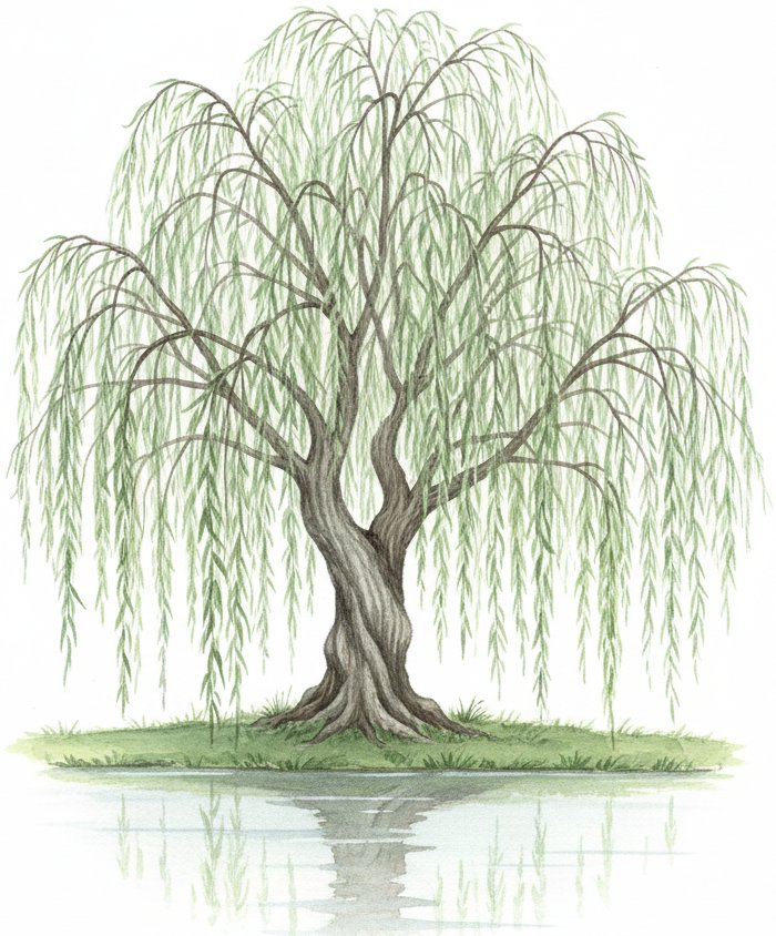 Saule pleureur au bord de l